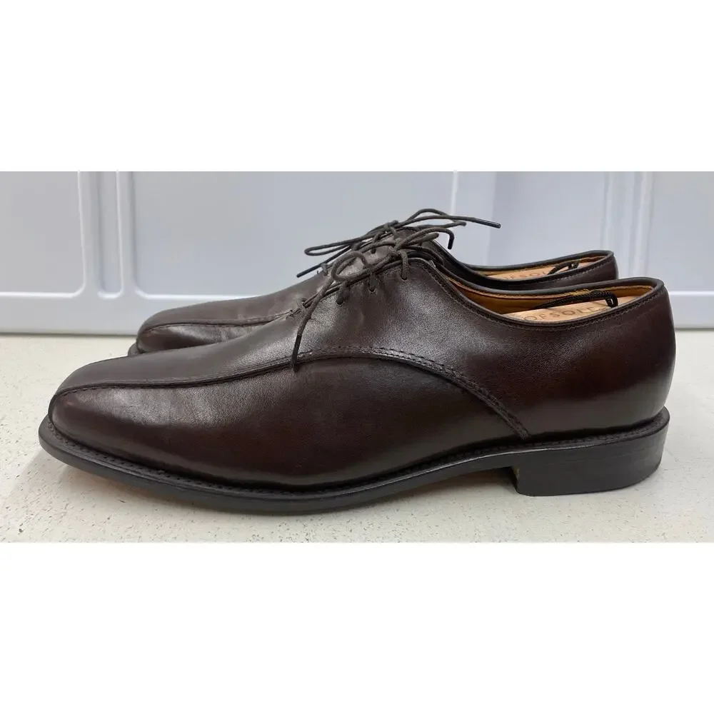 Men Allen Edmonds Saxon USA brown leather Oxford dress shoes, 9.5C
